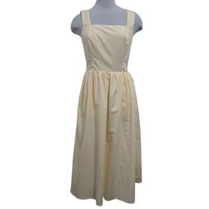 Rihoas Square Neck Criss Cross Back Sleeveless Midi Dress Light Yellow Small NWT